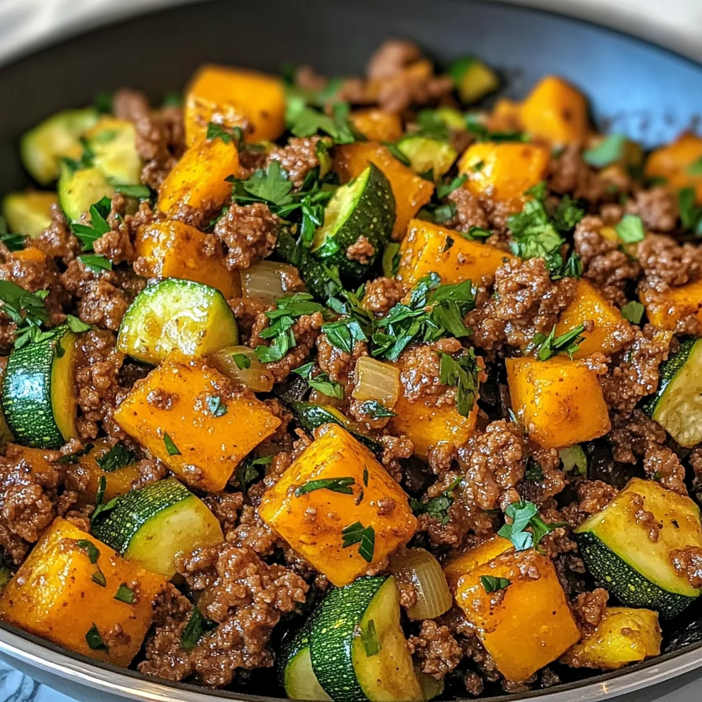 Ground Beef Zucchini Sweet Potato Skillet