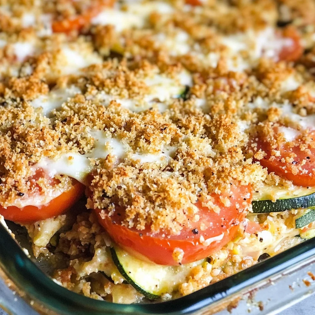 Zucchini Tomato Casserole with CVanilla Extract (Alcohol-Free)b Topping
