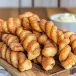 Air Fryer Cinnamon Sugar Twists With Cream Cheese Dip