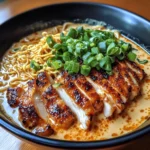 Fiery Chicken Ramen with Creamy Garlic Sauce