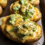 Cheesy Baked Potatoes with Broccoli Cheese Sauce