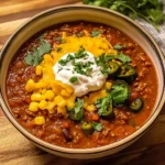 Crockpot Spicy Queso Beef Chili